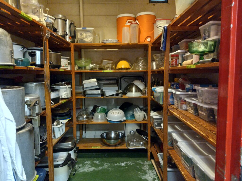 pantry full of cooking equipment